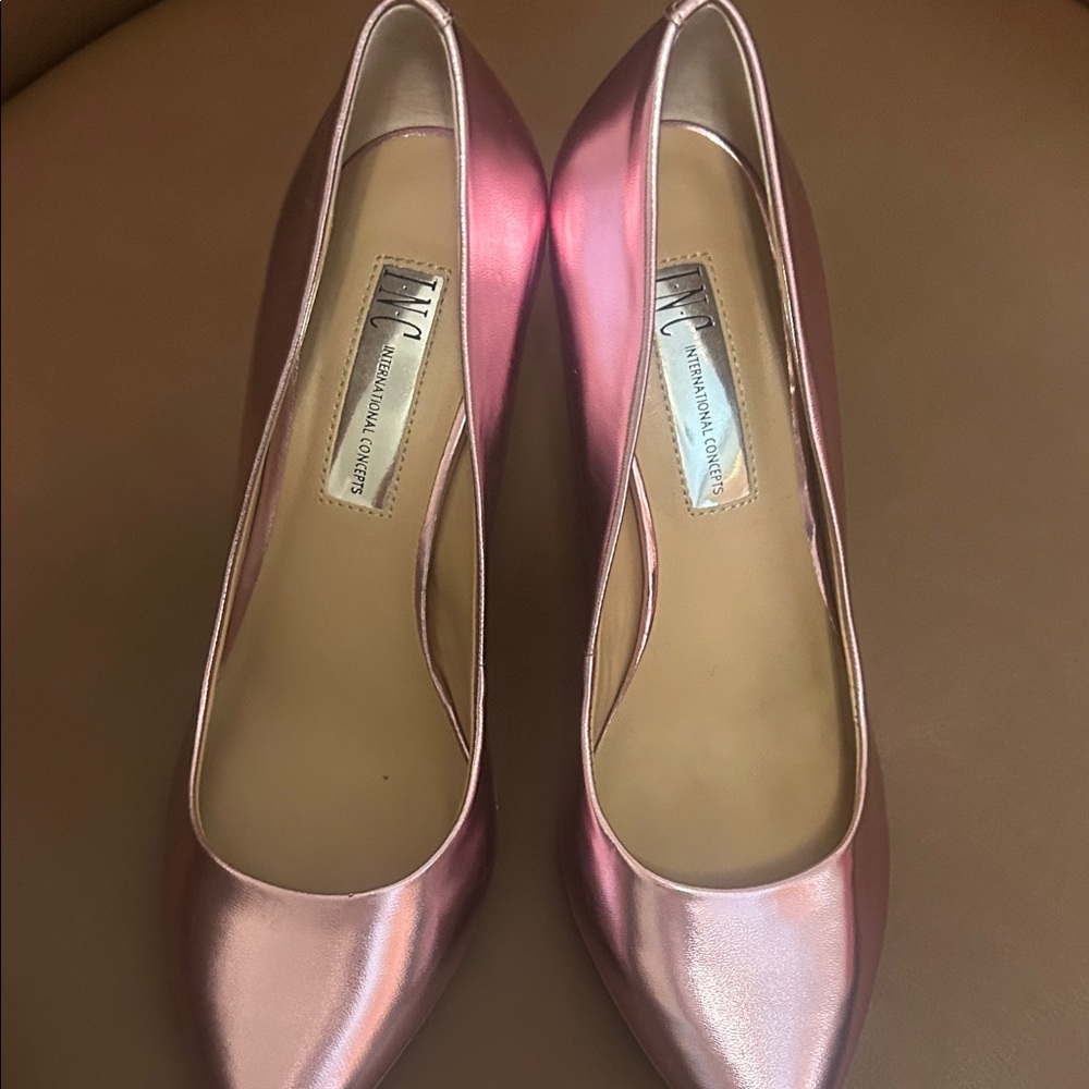 INC International Concepts Metallic Pink Pointed-Toe Pumps
